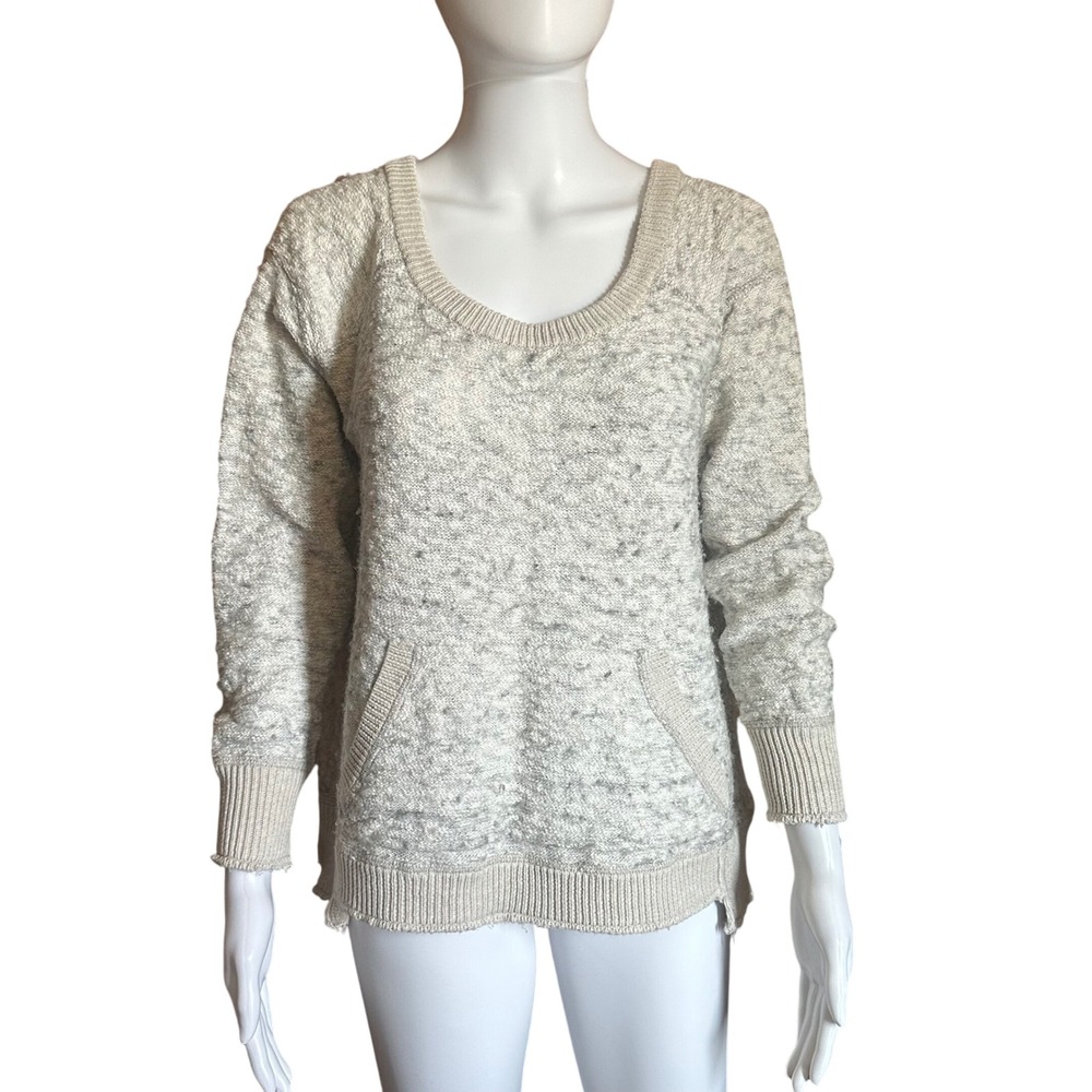 Free People Cozy Boucle Knit Pullover Sweater Pocket‎ Front XS